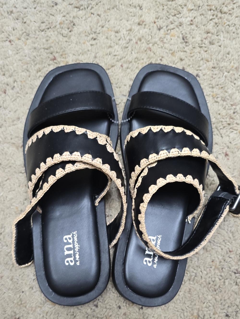 a.n.a Black Sandals with Cream Trim